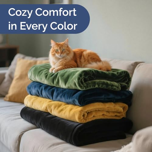 Ultra Soft Fleece Blanket Throw Size - Flannel Fleece Luxury Throw Blanket - Lightweight for Couch Bed Chair - Thick, Warm & Breathable - All Season Cozy Anti-Static Microplush Bedding, Forest Green CGK Unlimited