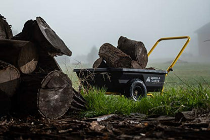 Gorilla Carts GCR-4 Poly Dump Cart, 2-Wheel Garden Wagon with Foldable Handle, 4 cu ft, 300 lb. Capacity, Black/Yellow