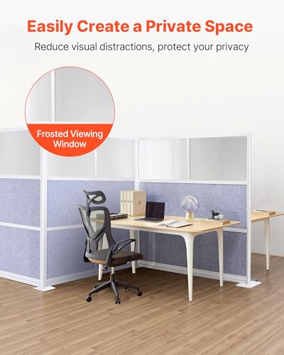 VEVOR Office Divider Privacy Partition, 1-Pack, 70" x 70" Modular Wall Room Divider, PET Workstation Cubicle Partition with Frosted Windows, Freestanding Privacy Panel Wall for Office Library VEVOR