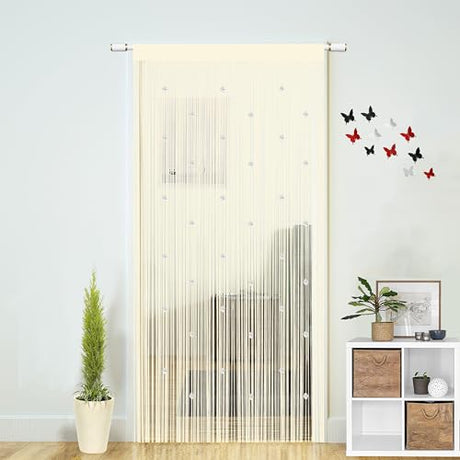 Beaded String Curtains for Doorways Boho Bedroom Decor Hanging Door Wall Beads Closet Window Curtain Room Divider Privacy Decorative (Champagne, 39" W x 79" L) JINYONGXIN