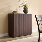Fluted 2 Doors Sideboard Cabinet with Storage, 34" Wooden Credenza with Shelves, Faux Marble-Top Coffee Bar Console Table, Modern Buffet Cabinet for Dining, Kitchen, Living Room, Entryway, Dark Oak DelArk