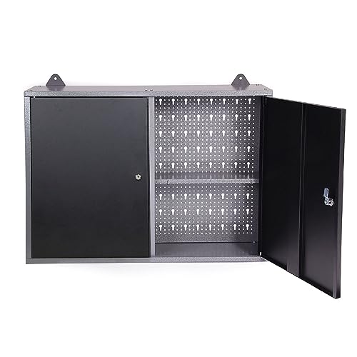 JZD Steel Garage Wall Mounted Tool Cabinet, Black & Grey JZD