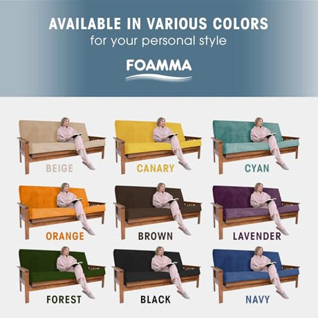 Foamma Memory Foam Futon Mattress, Double-Sided Foldout Couch Futon Mattress - Queen (Deep Forest) - Comfortable and Heavy Duty Sofa Bed, Thick Corded Cushion for All (Frame NOT Included) Foamma