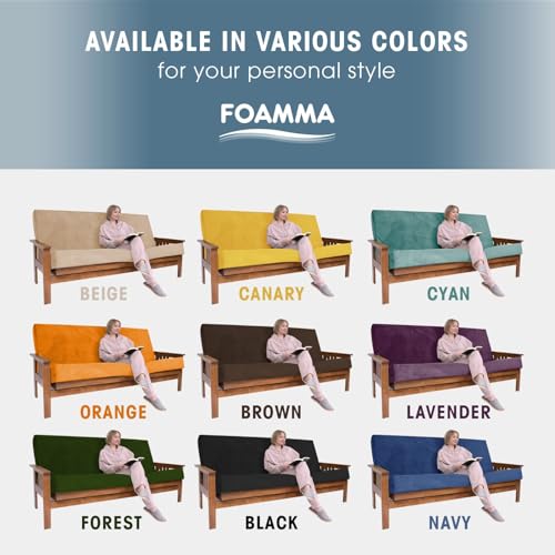 Foamma Memory Foam Futon Mattress, Double-Sided Foldout Couch Futon Mattress, 6" x 54" x 74" Full Size (Charcoal), Corduroy Fabric - Heavy Duty Sofa Bed, Thick Corded Cushion (Frame NOT Included) Foamma