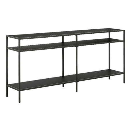 Henn&Hart 64" Wide Rectangular Console Table with Metal Shelves in Blackened Bronze, Entryway Table, Accent Table for Living Room, Hallway Henn&Hart