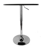 DAERNA Square Pub Table, Black Cocktail Table with 360° Spinning Top,Silver Leg and Base,Cafe Tables, Adjustable Height Range 27.5'' to 35.4'' DAERNA