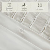 Madison Park King Comforter Set Clipped Jacquard Stripes with Buttons Boho Comforter for a King-Size Bed, Cotton Oversized Comforters with Removable Cover Boho Bedding, King Ivory 9 Piece Madison Park