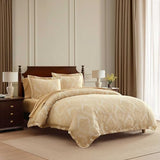Martha Stewart - Queen Duvet Cover Set, Soft Cotton Blend Jacquard Bedding for Year Round, 3 Piece Bed Set with Matching Pillowcases (Vintage Damask Beige) Martha Stewart