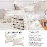 Joyreap 3pcs Floral Cotton Comforter Set for Girls, Pink Flower Stripes Boho Design, Twin Size Soft n Cozy Bedding Comforter Set for All Season- 68x88 inches Joyreap