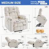 Tami Tami Dual Motor Power Lift Chair Recliner for Elderly with Massage and Heat, Infinite Position Electric Lift Recliner with Adjustable Headrest, USB (T6015 - Plush Fabric, Cream White, Medium)