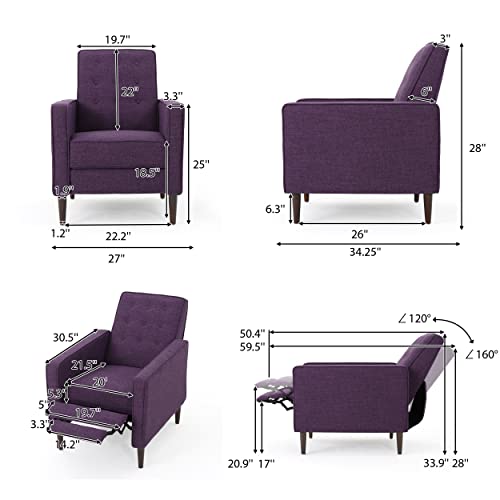 Christopher Knight Home Mervynn Mid-Century Modern Microfiber Recliner, Slate / Dark Espresso Christopher Knight Home