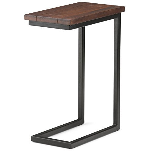 SIMPLIHOME Skyler SOLID MANGO WOOD and Metal 18 Inch Wide Rectangle C Side Table in Dark Cognac Brown, Fully Assembled, For the Living Room and