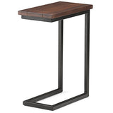 SIMPLIHOME Skyler SOLID MANGO WOOD and Metal 18 Inch Wide Rectangle C Side Table in Dark Cognac Brown, Fully Assembled, For the Living Room and SIMPLIHOME