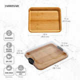 FARBERWARE Build-A-Board Bamboo Cutting Board with Clear Locking Lid and Black Handles, Perfect for Charcuterie, Snacks, and More - Make it. Take it. Enjoy it, 11x14 Inch, Single Compartment Farberware