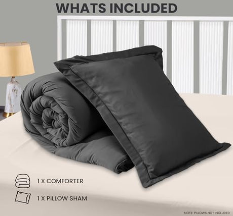 Twin Comforter Set 2 Piece Grey by Utopia Bedding, Comforters Twin Size, Bedding Comforters Sets, Down Alternative Soft Bed Set, 1 Comforter (64 x 88 inches) 1 Pillow Shams (20 x 26 inches)" Utopia Bedding