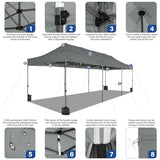 Tooluck 10x30 Pop up Heavy Duty Canopy with 8 sidewalls, Waterproof Commercial Pop up Party Tent Canopy,Outdoor Tents for Wedding Parties, 3 heigh Adjustable Gazebo with Wheeled Bag,Grey Tooluck