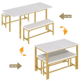 VECELO 3-Piece 63" Extendable Kitchen Table with Benches/Chairs, Modern Breakfast Dinette/Dining Room Set for 4/6/2, Small Space Saving Design, Easy Assembly VECELO
