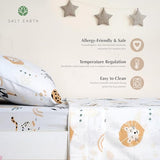 100% Cotton 210TC Salt Earth Kids Bedsheet,Twin Sheets Set for Toddler bed, 3 Piece Bedding Set Including Flat Sheet, Fitted Sheet, and Pillowcase, Themed Sheets for a Playful Kids Bed (Jungle Safari) Salt Earth