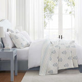Martha Stewart - King Quilt Set, 100% Cotton Reversible Bedding Set, Incredibly Soft Feel for Year Round Comfort, 3 Piece Bed Set with Matching Pillowcases (Flower Block Print Blue) Martha Stewart
