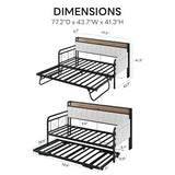 LIKIMIO Daybed with Trundle Bed, Twin Bed Frame with Storage Headboard and Charging Station, Sofa Day Bed with Strong Supports for Living Room, Bedroom, and Guest Room, Cream LIKIMIO