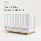Storkcraft Santos 3-in-1 Convertible Crib (White with Natural) – GREENGUARD Gold Certified, Fits Standard Crib Mattress, Converts to Toddler Bed, Storkcraft