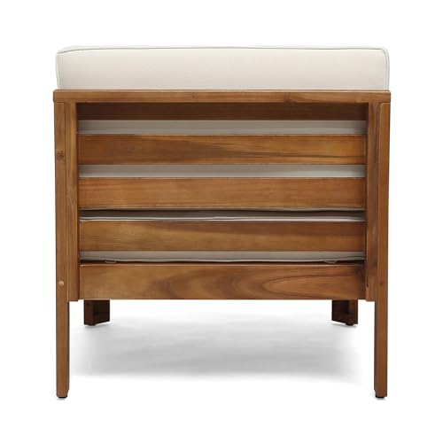 Christopher Knight Home Alice Outdoor 5 Piece Acacia Wood Sofa Set, Teak Finish, Beige Christopher Knight Home