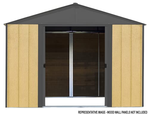 Arrow 10' x 8' Ironwood Galvanized Steel and Wood Panel Hybrid Outdoor Shed Kit, Anthracite - WoodArtSupply