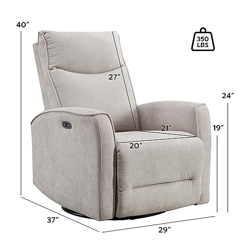 ANJ Power Swivel Recliner Chair, Glider Rocker Recliner with USB Port, Electric Nursery Recliners Sofa Rocking Chairs for Living Room, Bedroom（Grey）