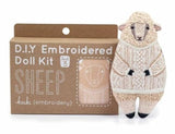 Kiriki Press DIY Embroidery Doll Kit - Skill Level 3 - Beginner to Advanced Embroidery Kits for Adults Teens (3 Skill Levels) Animal Embroidery Kit - Screen Printed Pattern (Sheep - Level 3)