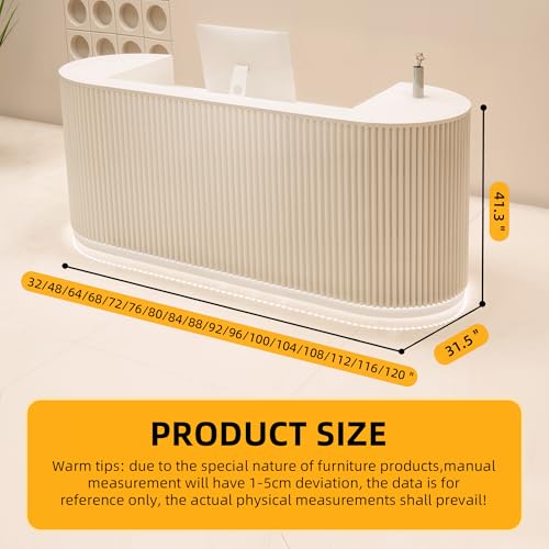 odrma Reception Desk, Macaron Color Retail Counter, Reception Desk with Counter wiht Hidden LED Lighting for Salon Reception Room Office Boutique Checkout Counter Dental Hospital odrma