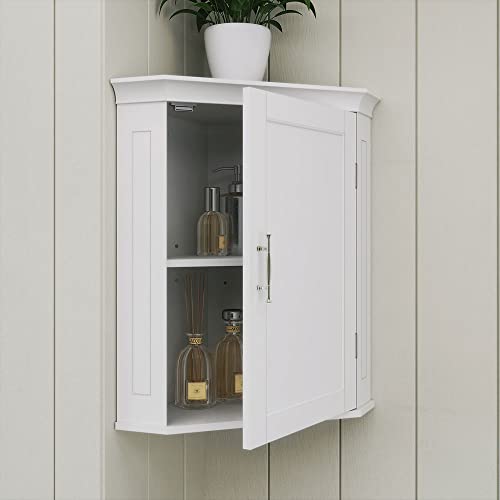 RiverRidge Somerset Corner Storage Wall Cabinet, White RiverRidge