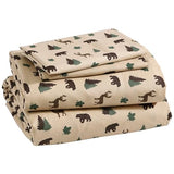 Beatrice Home Fashions Cozy Cabin 4-Piece Full Microfiber Bedding Sheet Set with Deep Pockets Rustic Patchwork Plaid Deer, Brown Tan Green Beatrice Home Fashions