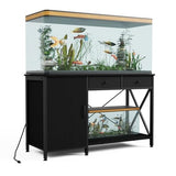 FILKO 40-50 Gallon Fish Tank Stand: Sturdy Aquarium Stand with Storage for 40-50 Gallon Fish Tank - Metal Terrarium Table Cabinet with Power Outlet for Reptile Turtle (55-75 gallon) FILKO