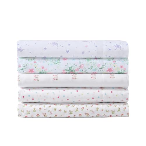 Laura Ashley Kids - Full Size Sheet Set, Soft & Wrinkle-Resistant Toddler Bedding, Fun & Whimsical Bedroom Decor, Ideal Girl Room Essentials (Posey Dance Pink) Laura Ashley
