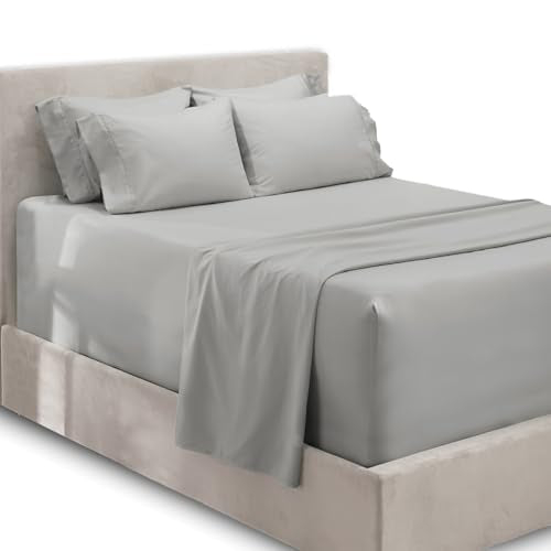 Hearth & Harbor Extra Deep Pocket Sheets - Fits Mattress 18-24 Inches Deep - Extra Deep Pocket Twin Sheets Sets - 4 Piece Twin Size - Silver Hearth & Harbor