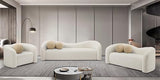 Meridian Furniture 186Cream-L Kali Collection Modern | Contemporary Loveseat with Soft Cream Faux Shearling Teddy Fabric, Curved Back, 62" W x 33" D x 27" H, Cream Meridian Furniture