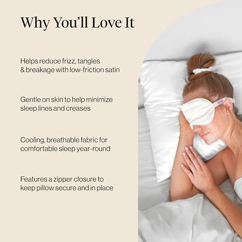 Kitsch Satin Pillowcase with Zipper for Hair & Skin - Softer Than Silk Pillow Cases, Smooth Cooling Satin Pillow Case, Wrinkle-Free, Machine Washable - Pillow Cases Standard Size (19x26) - Ivory Kitsch
