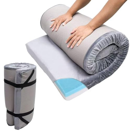 Bzvystux Memory Foam Sleeping Pad Camping Mattress,3 Inch Thick Portable Floor Mat for Adult Waterproof Sleeping Mat Roll Up Floor Mattress Foldable Backpacking Travel Bed for Outdoor,Guest Bed Bzvystux