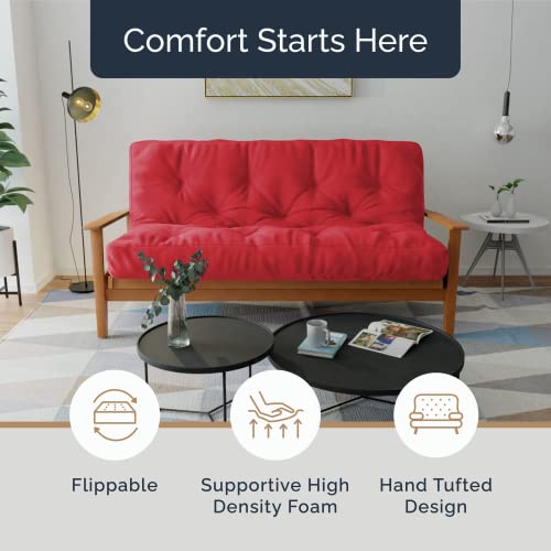 Loosh Home | 8" Queen Size Futon Sofa Bed Memory Foam Mattress - USA Made, Red, Frame Not Inculded Loosh