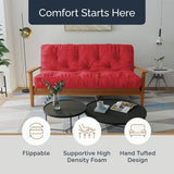 Loosh Home | 8" Queen Size Futon Sofa Bed Memory Foam Mattress - USA Made, Red, Frame Not Inculded Loosh