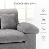 Living Room Loveseat Sofa Couch, 73" Love Seat Couch Sofa, Upholstered Chenille Living Room Sofa with Extra 3 Pillow, Removable Back Cushion-LightGrey COLAMY