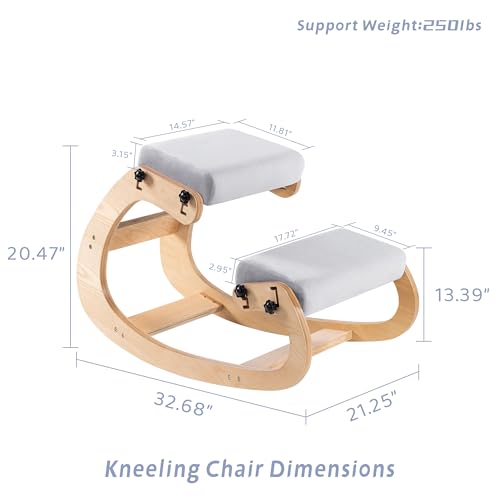 VDNEND Ergonomic Office Kneeling Chair,Wooden Posture Knee Desk Chair for Work,Yoga Rocking Chairs for Relieve Back Pain,Kneel Adjustable Chair for Gaming,Home VDNEND