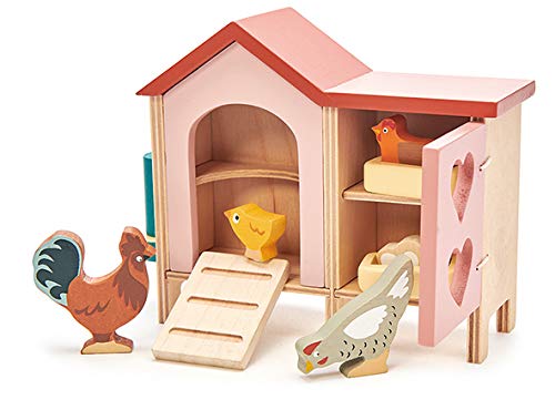 Tender Leaf Toys - Chicken Coop - 9 Pcs Miniature Henhouse Farm Animal Toys, Dollhouse Accessories Pretend Play Set for Kids Imaginative Play - Age 3+ - WoodArtSupply