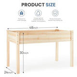DUMOS Raised Garden Bed with Legs, 48x24x30in Wood Elevated Planter Box w/Bed Liner for Herbs Flowers Vegetables, 300lbs Capacity Outdoor Gardening Planters for Patio Balcony Backyard, Natural Wood DUMOS