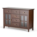 SIMPLIHOME Artisan Solid Pine Wood 54 inch Contemporary Sideboard Buffet Credenza in Russet Brown features 2 Doors, 6 Drawers and 2 Cabinets with Large storage spaces SIMPLIHOME