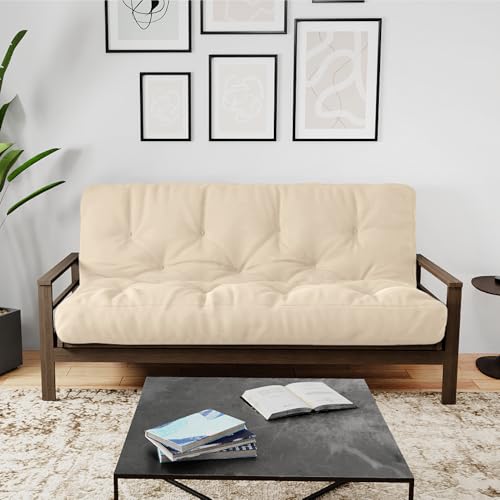 Royal Sleep Products by The Futon Factory 10 inch Foam Futon Mattress - Ivory Solid Fabric- Twin Size - CertiPUR Certified Foams - Made in USA - (Frame not Included) Royal Sleep Products