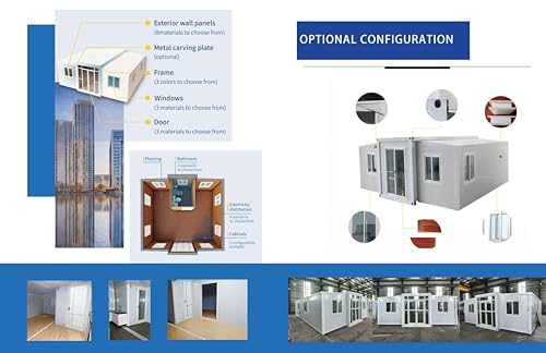 HUGHEARTS Portable Prefabricated Tiny Home 20x20ft, Mobile Expandable Plastic Prefab House for Hotel, Booth, Office, Guard House, Shop, Villa, Warehouse, Workshop (with Restroom)