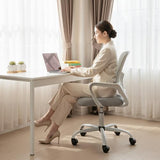 DUMOS Home Office Computer Chair - Ergonomic Mid Back Desk with Lumbar Support and Rocking Mode, Height Adjustable with Fixed Armrest, for Conference Meeting Room, 360° Swivel, Adults, Grey DUMOS