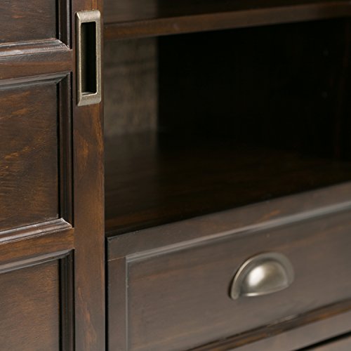 SIMPLIHOME Burlington SOLID WOOD Universal TV Media Stand, 54 inch Wide, Traditional, Living Room Entertainment Center with Storage, for Flat Screen TVs up to 60 inches in Mahogany Brown SIMPLIHOME