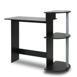 Furinno Compact Computer Desk with Shelves, Round Side, Black/Grey Furinno
